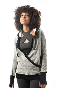 Limited Edition Grey and Black Pullover Hoodie Wrap - KDW Apparel