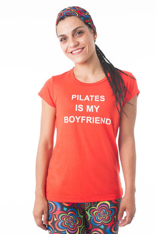 Pilates Is My Boyfriend Tee- Orange - KDW Apparel